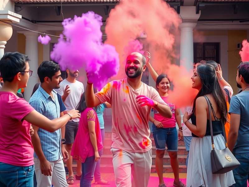 Cheerful Holi Fest community event with multiple players