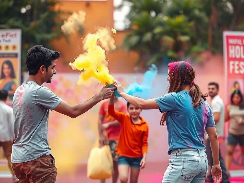 Cheerful Holi Fest multiplayer gameplay with friends